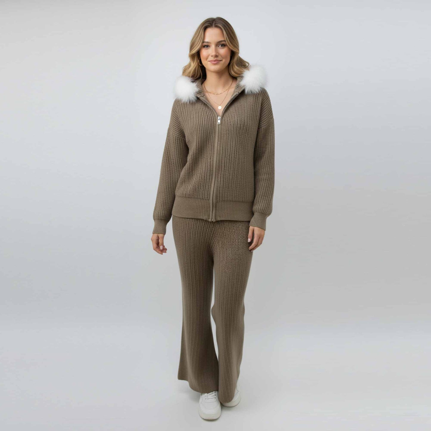 Cherie Code Women’s Viscose Knit 2‑Piece Lounge Set – Long Sleeve Top & Wide‑Leg Pants