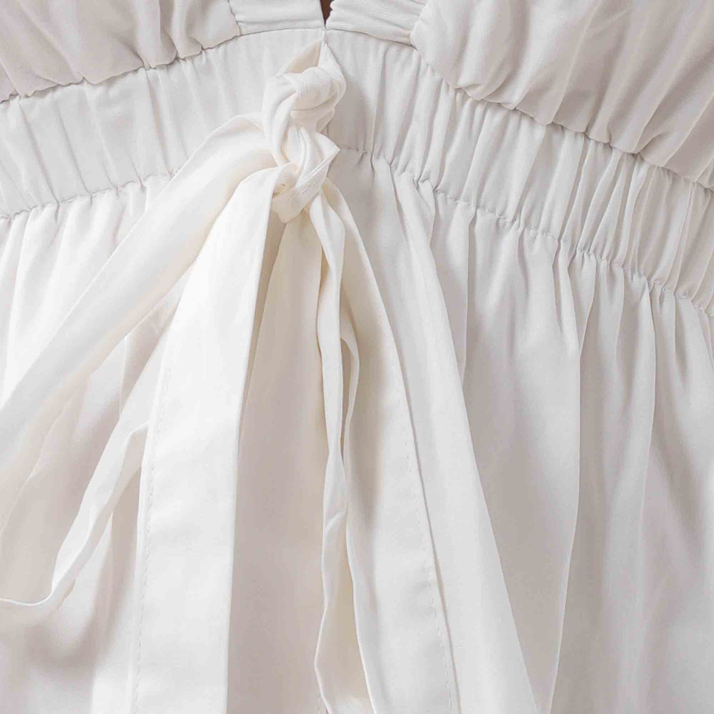 Women's V-Neck Sleeveless Top - Cotton with Bow Tie Waist Detail & Elastic Waistband Cherie Code