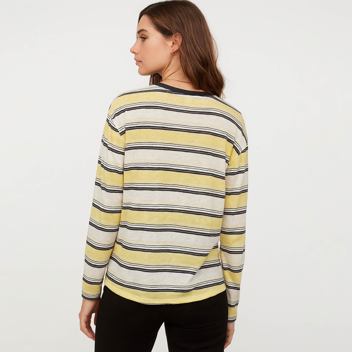 Cherie Code Women’s Stripe T-Shirt – Cotton Blend, Long Sleeve, Contrast Trim