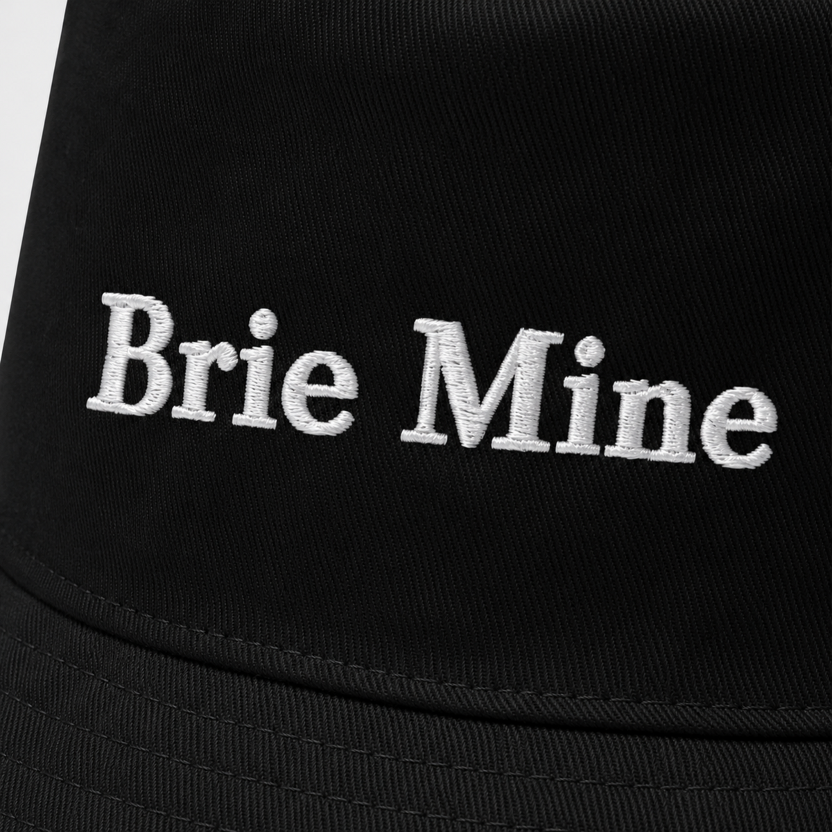 Cherie Code Brie Mine Embroidered Bucket Hat, Soft Cotton Wide Brim Fisherman Cap, Black One Size Cheese Lover Casual Sun Hat