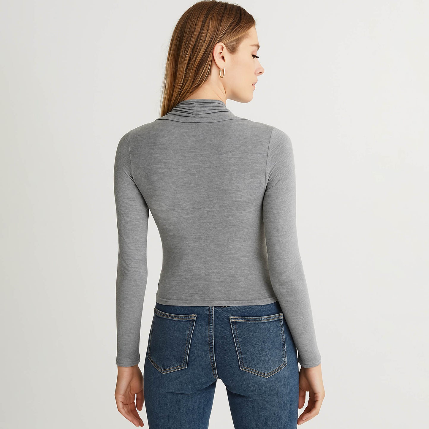 Cherie Code Women’s Square Neck Top – Rib Knit, Long Sleeve, Bolero Detail