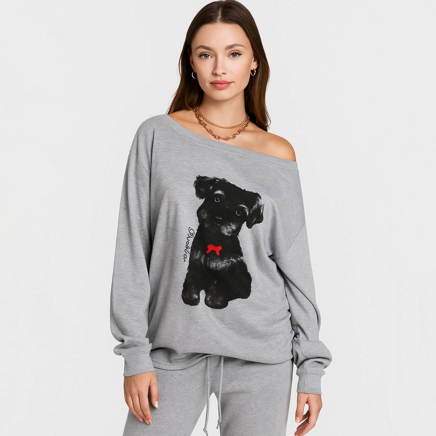 Cherie Code Women’s Graphic Sweatshirt – French Terry, Off-Shoulder, Relaxed Fit