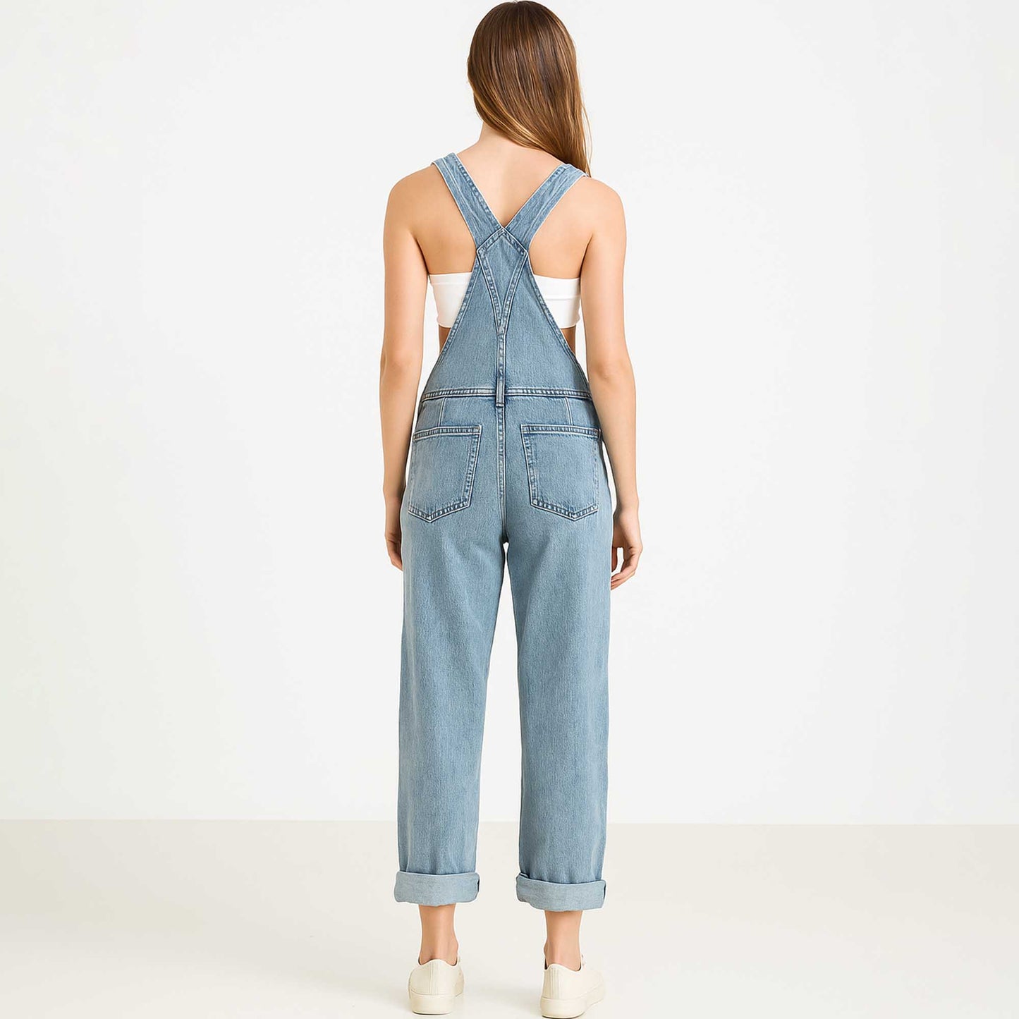 Women's Classic Denim Overalls – Relaxed Fit with Wide Legs & Functional Pockets Casual Workwear for Everyday Style Cherie Code