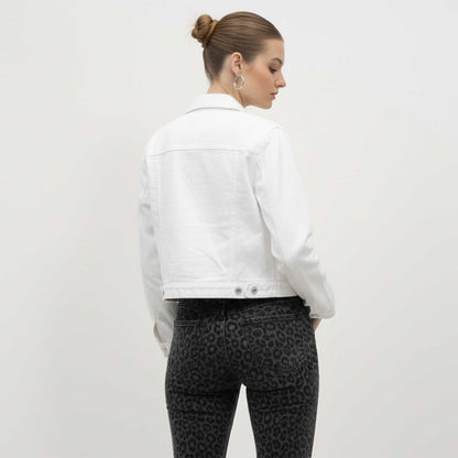 Women's Solid Color Denim Jacket with Pockets – Long Sleeve Button Front Casual Outerwear by Cherie Code