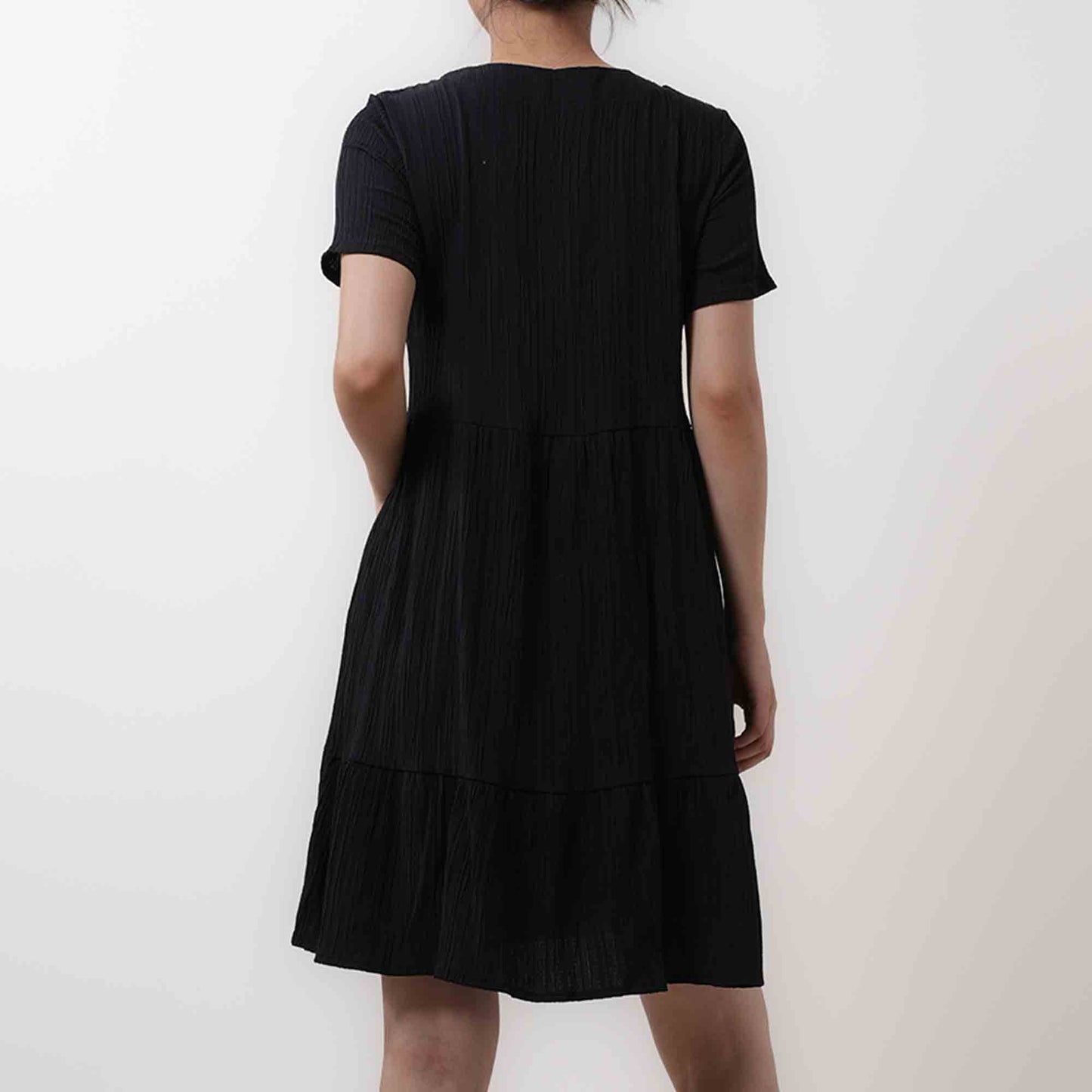 Women's V-Neck Mini Dress - Stretch Viscose Blend with Lining & Short Sleeves Cherie Code