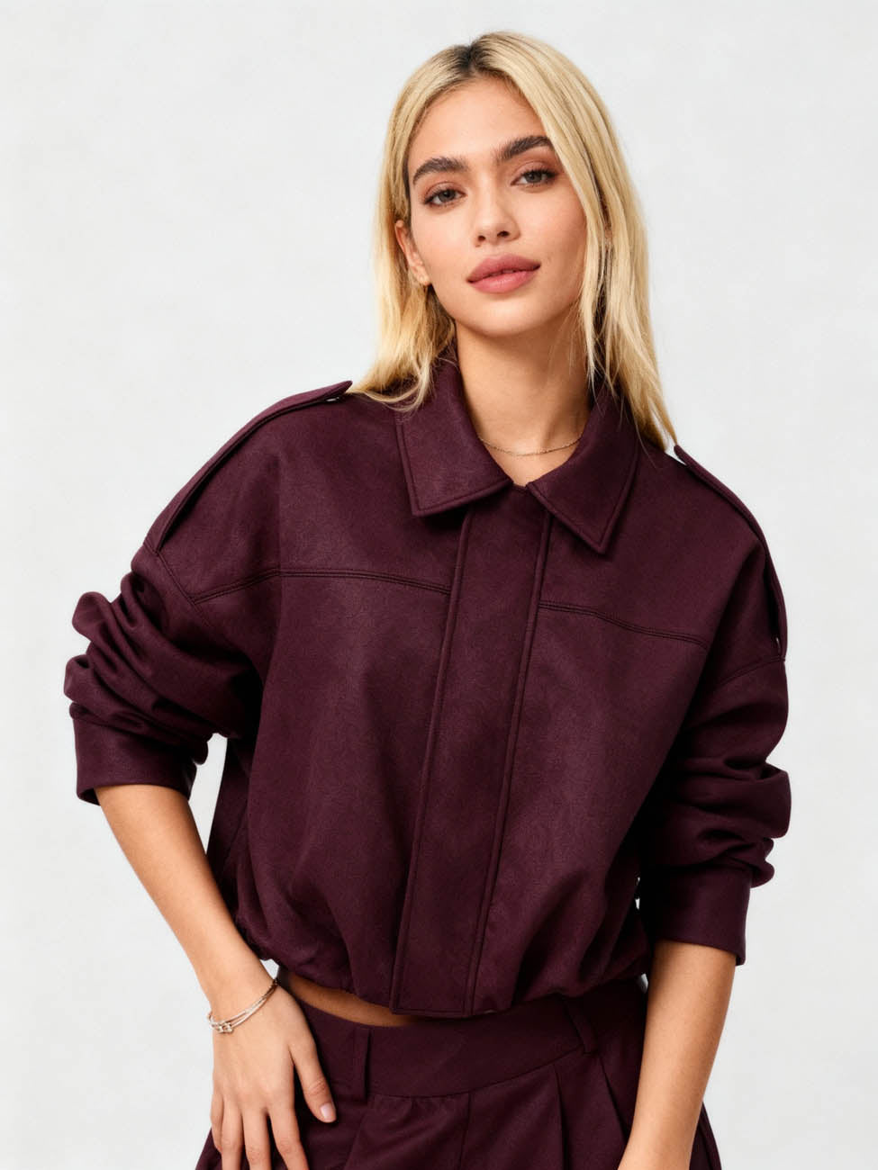 Cherie Code Women’s Cropped Utility Jacket – Collared, Long Sleeve, Polyester