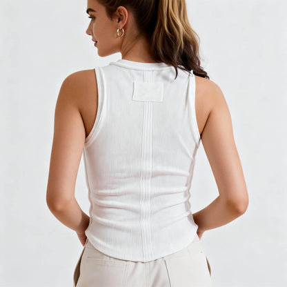 Women's Slim Fit Ribbed Tank Top – Sleeveless Stretch Cotton Crew Neck by Cherie Code