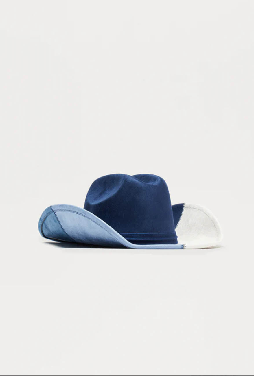 Women's Colorblock Cowboy Hat – Western Fedora Style with Blue & White Accent – Festival & Outdoor Accessory