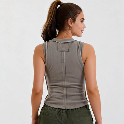 Women's Slim Fit Ribbed Tank Top – Sleeveless Stretch Cotton Crew Neck by Cherie Code