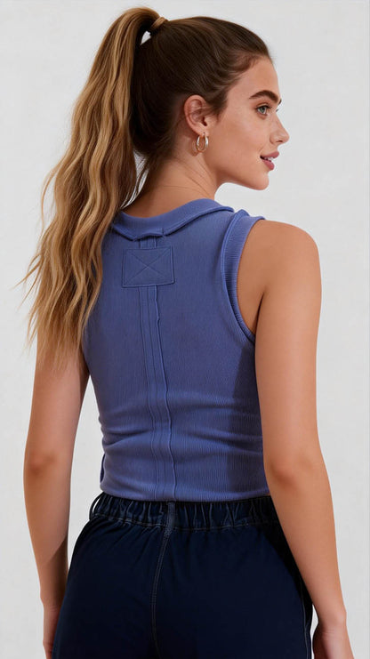 Women's Slim Fit Ribbed Tank Top – Sleeveless Stretch Cotton Crew Neck by Cherie Code