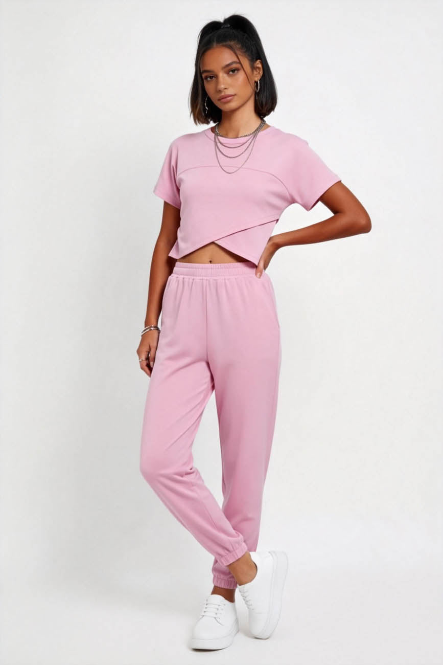 Woman 2-Piece Sleeveless High Rise Pants Set – Solid Viscose Stretch Cherie Code