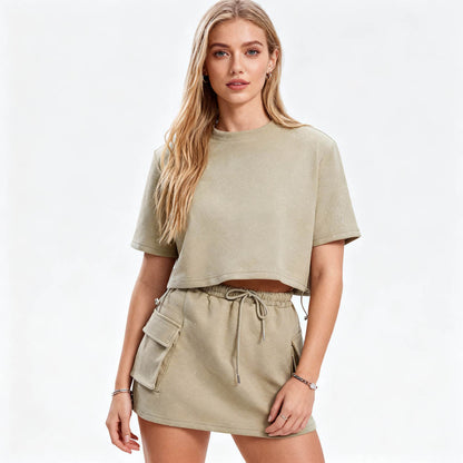 Women's Rhinestone Casual Top and Skirt Set – Cherie Code