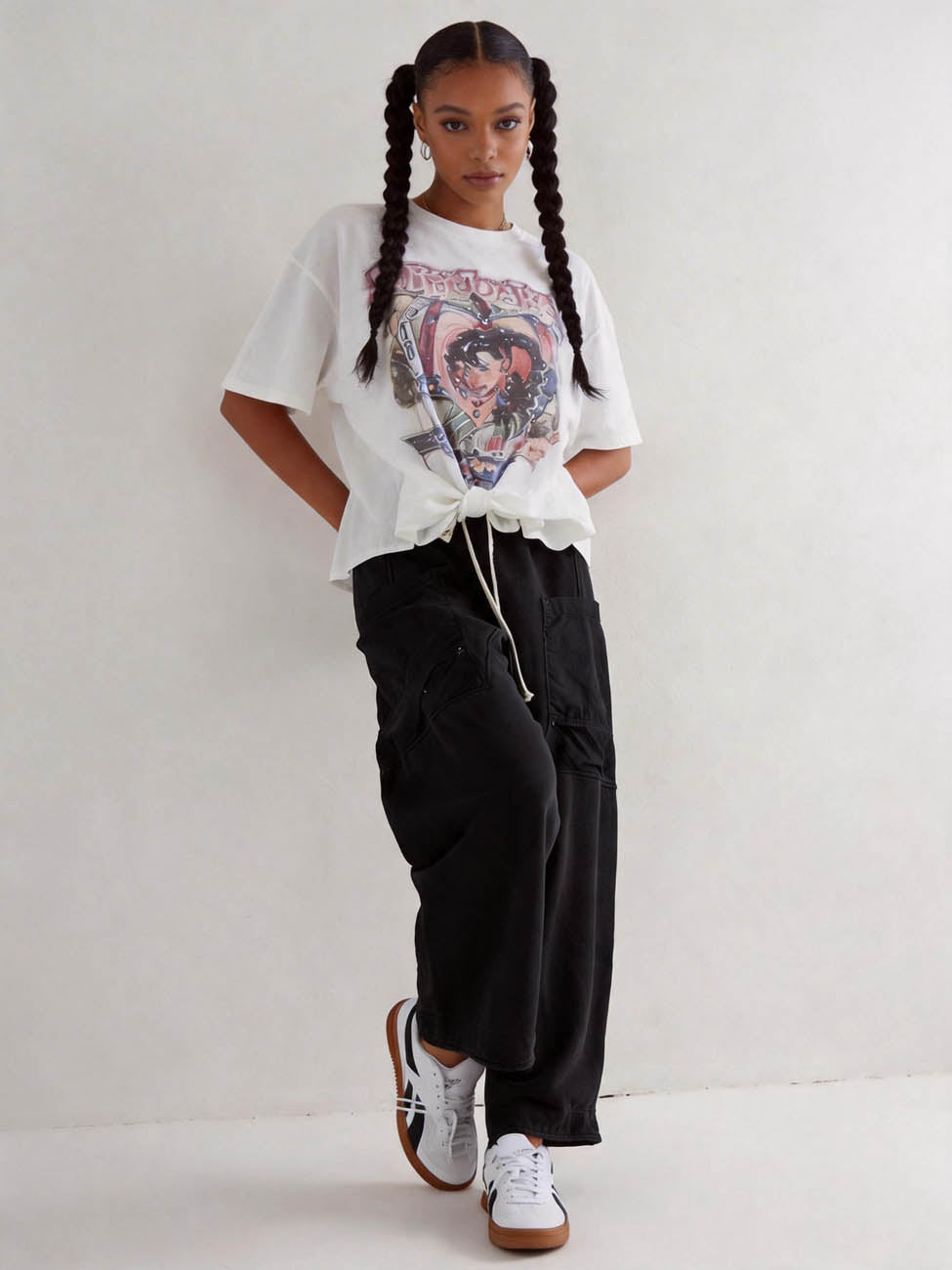 Cherie Code Women's Wide Leg Cargo Pants with Drawstring Elastic Waist