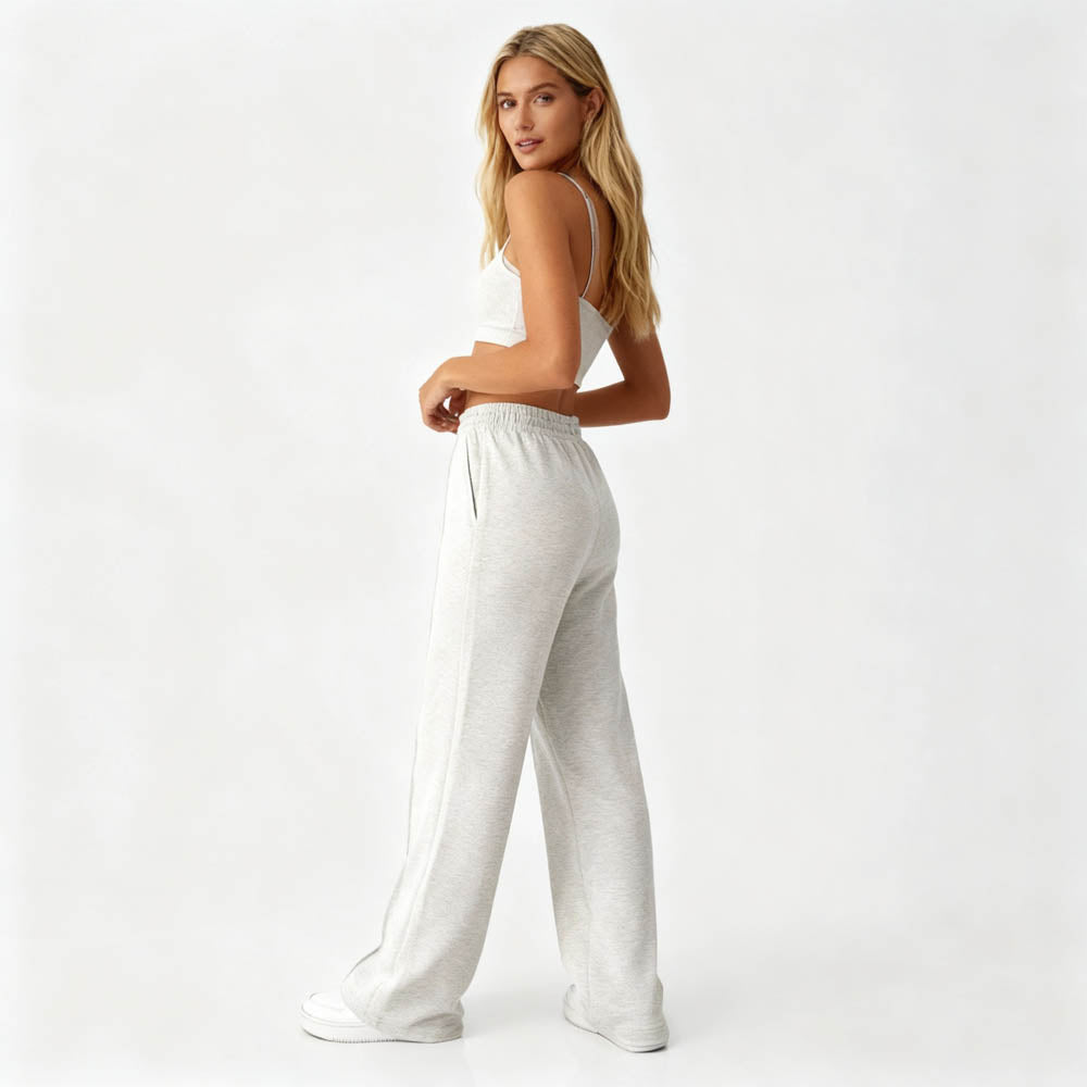 Cherie Code Women's Wide-Leg Sweatpants - High Waist, Cotton Blend, Casual Lounge Pants with Stretch Waistband