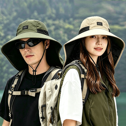 Cherie Code Single Neck Flap Wide Brim Bucket Sun Hat UPF50+ Water Repellent Quick Dry Breathable Fishing Hiking Boonie Hat 1 Pack