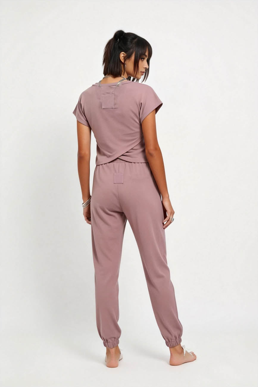 Woman 2-Piece Sleeveless High Rise Pants Set – Solid Viscose Stretch Cherie Code