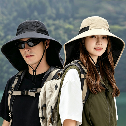 Cherie Code Single Neck Flap Wide Brim Bucket Sun Hat UPF50+ Water Repellent Quick Dry Breathable Fishing Hiking Boonie Hat 1 Pack