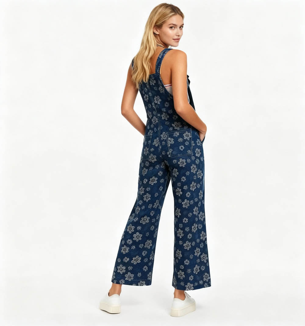 Cherie Code Women’s Floral Print Adjustable‑Strap Jumpsuit – Sleeveless Casual Pocket Romper