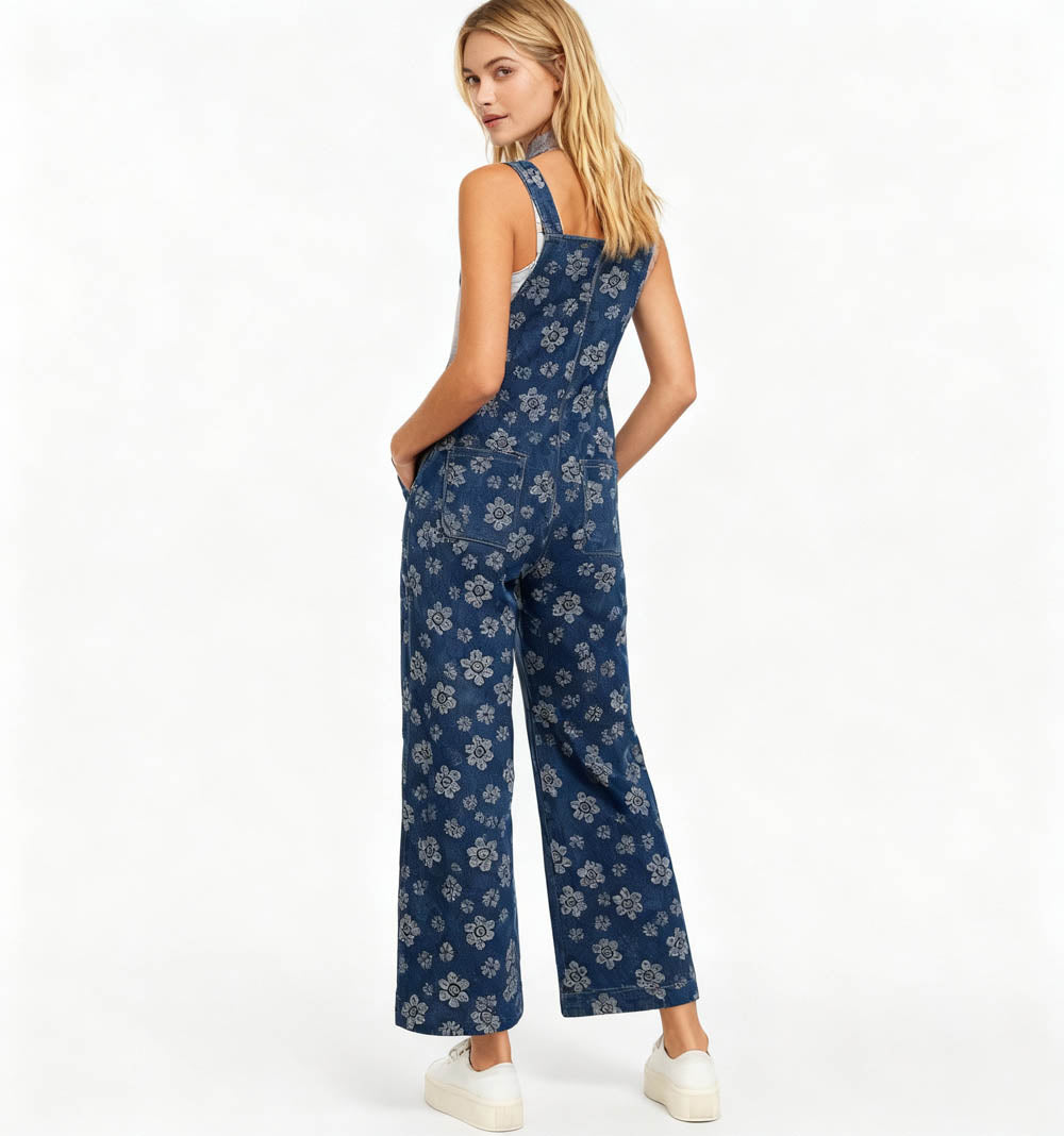 Cherie Code Women’s Floral Print Adjustable‑Strap Jumpsuit – Sleeveless Casual Pocket Romper
