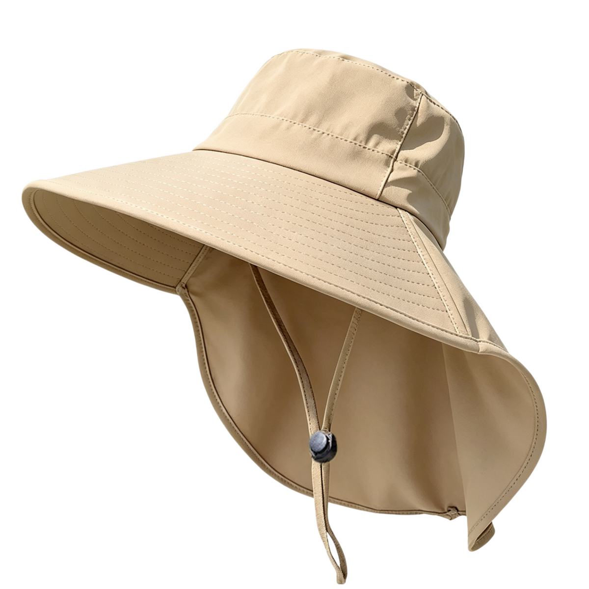 Cherie Code Single Neck Flap Wide Brim Bucket Sun Hat UPF50+ Water Repellent Quick Dry Breathable Fishing Hiking Boonie Hat Khaki 1 Pack