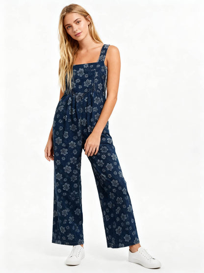Cherie Code Women’s Floral Print Adjustable‑Strap Jumpsuit – Sleeveless Casual Pocket Romper