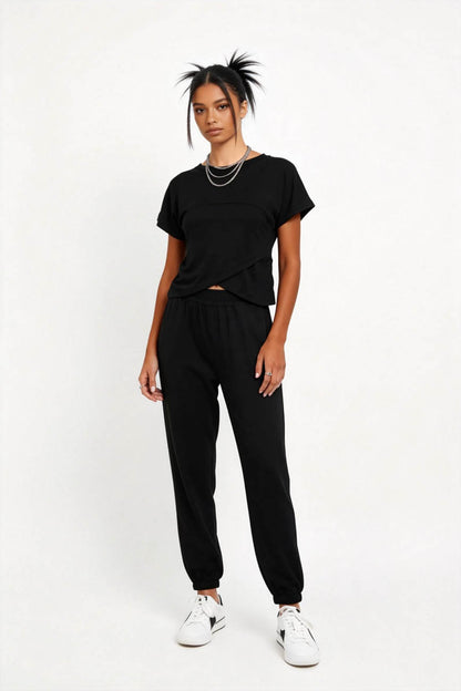 Woman 2-Piece Sleeveless High Rise Pants Set – Solid Viscose Stretch Cherie Code