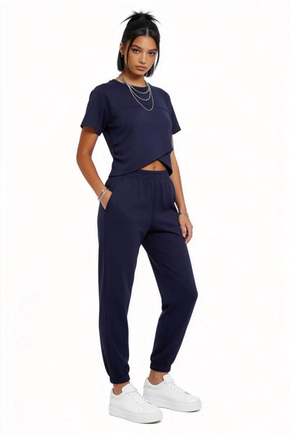 Woman 2-Piece Sleeveless High Rise Pants Set – Solid Viscose Stretch Cherie Code