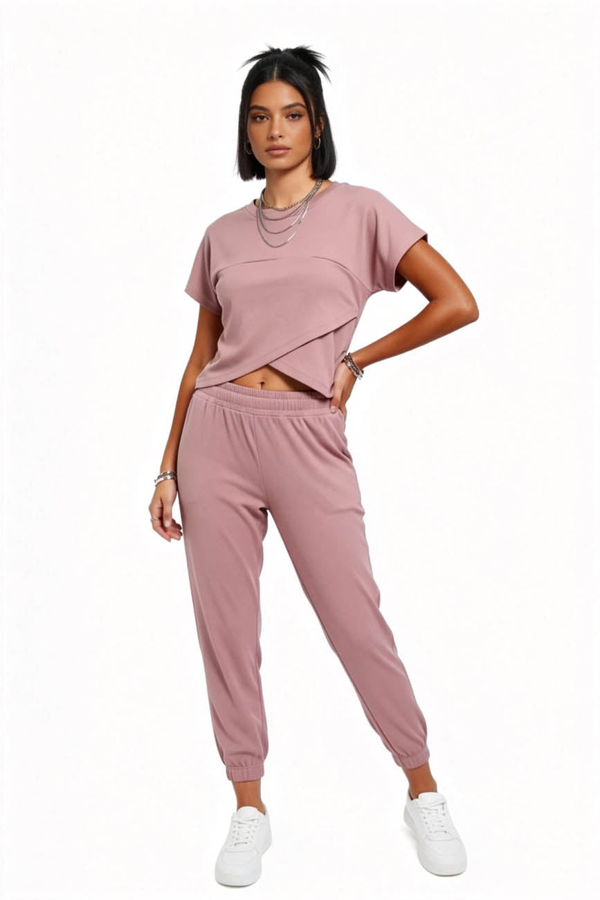 Woman 2-Piece Sleeveless High Rise Pants Set – Solid Viscose Stretch Cherie Code