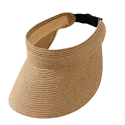 Cherie Code Single Foldable Open Top Straw Sun Visor UPF50+ UV Protection Wide Brim Breathable Packable Summer Beach Golf Sun Hat 1 Pack