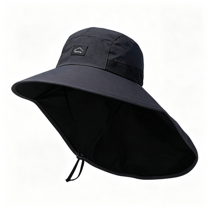 Cherie Code Single Neck Flap Wide Brim Bucket Sun Hat UPF50+ Water Repellent Quick Dry Breathable Fishing Hiking Boonie Hat 1 Pack