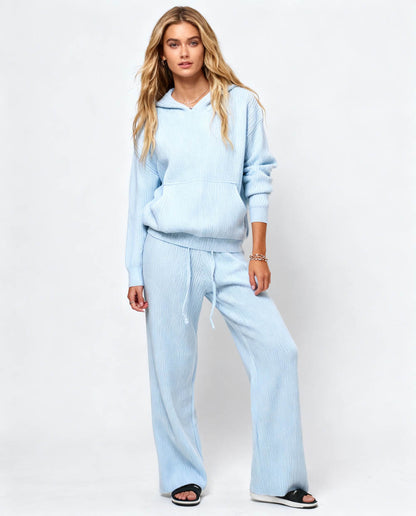 Cherie Code Women’s Solid Hooded Knit Sweatshirt & Jogger Set