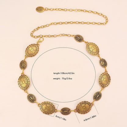 Cherie Code Women’s Vintage Gold Waist Chain Belt – Adjustable Metal Boho Fashion Accessory
