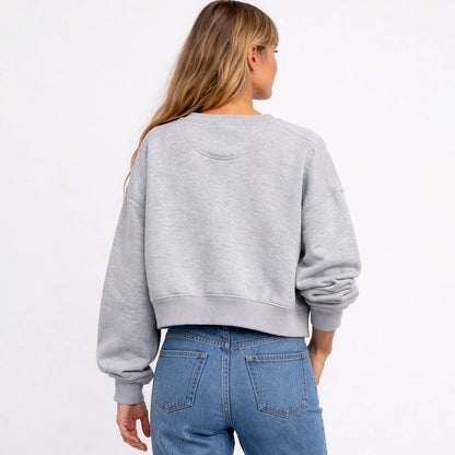Cherie Code Women’s Cropped Crew‑Neck Sweatshirt – Long‑Sleeve Pullover with Dropped Shoulders