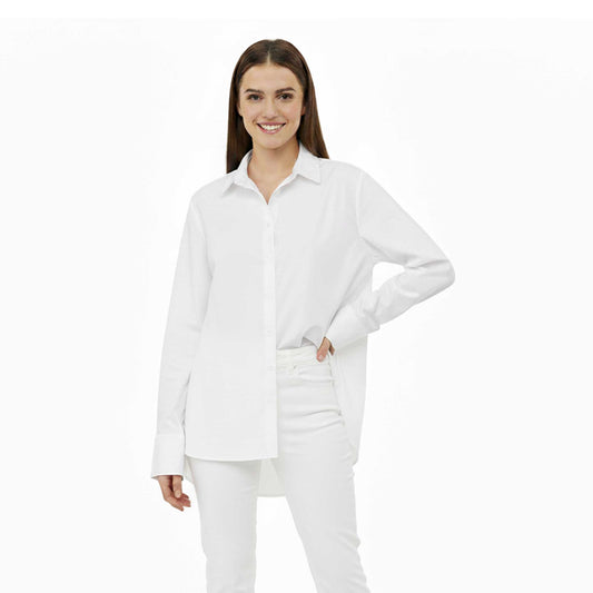 Women's Long Sleeve Shirt – 100% Cotton in White Everyday Cherie Code