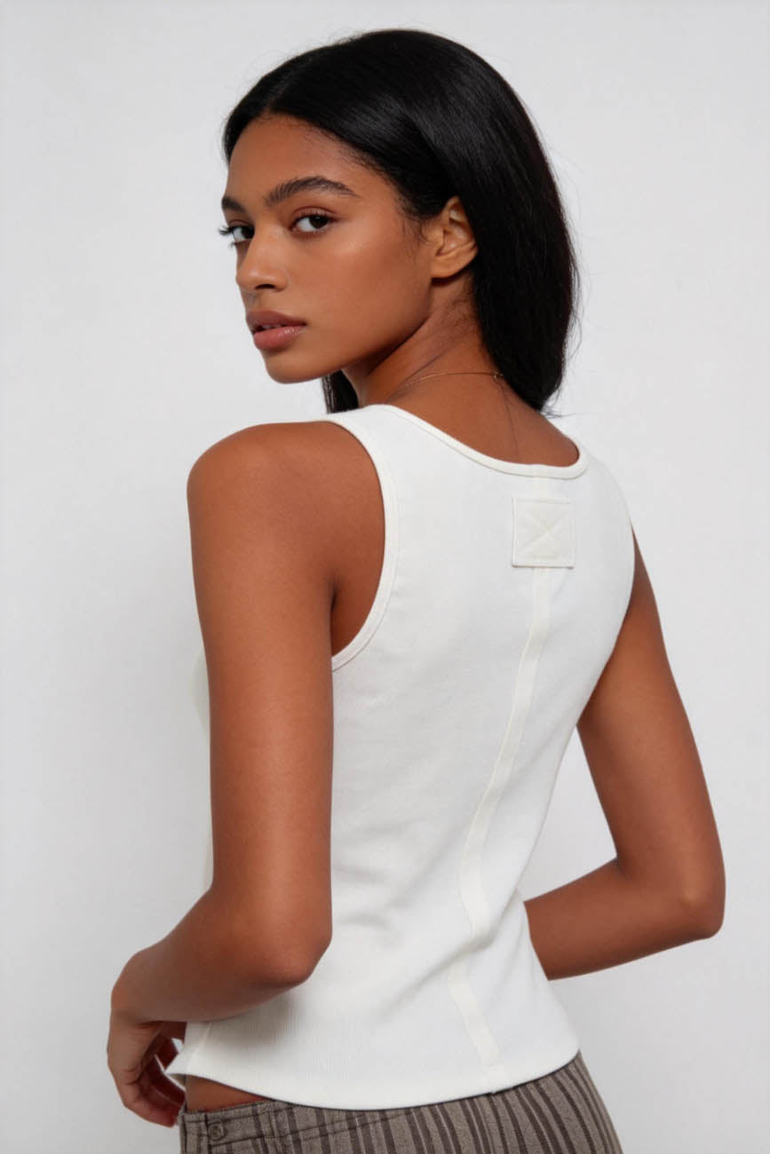 Women's Ribbed Scoop Neck Tank Top – Slim Fit Sleeveless Basic Camisole