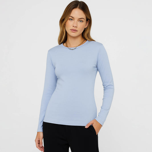 Cherie Code Women’s Basic Tee – Rib Knit, Long Sleeve, Fitted Silhouette