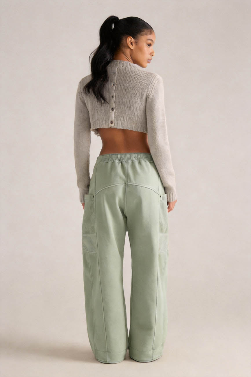 Cherie Code Women's Wide Leg Cargo Pants with Drawstring Elastic Waist