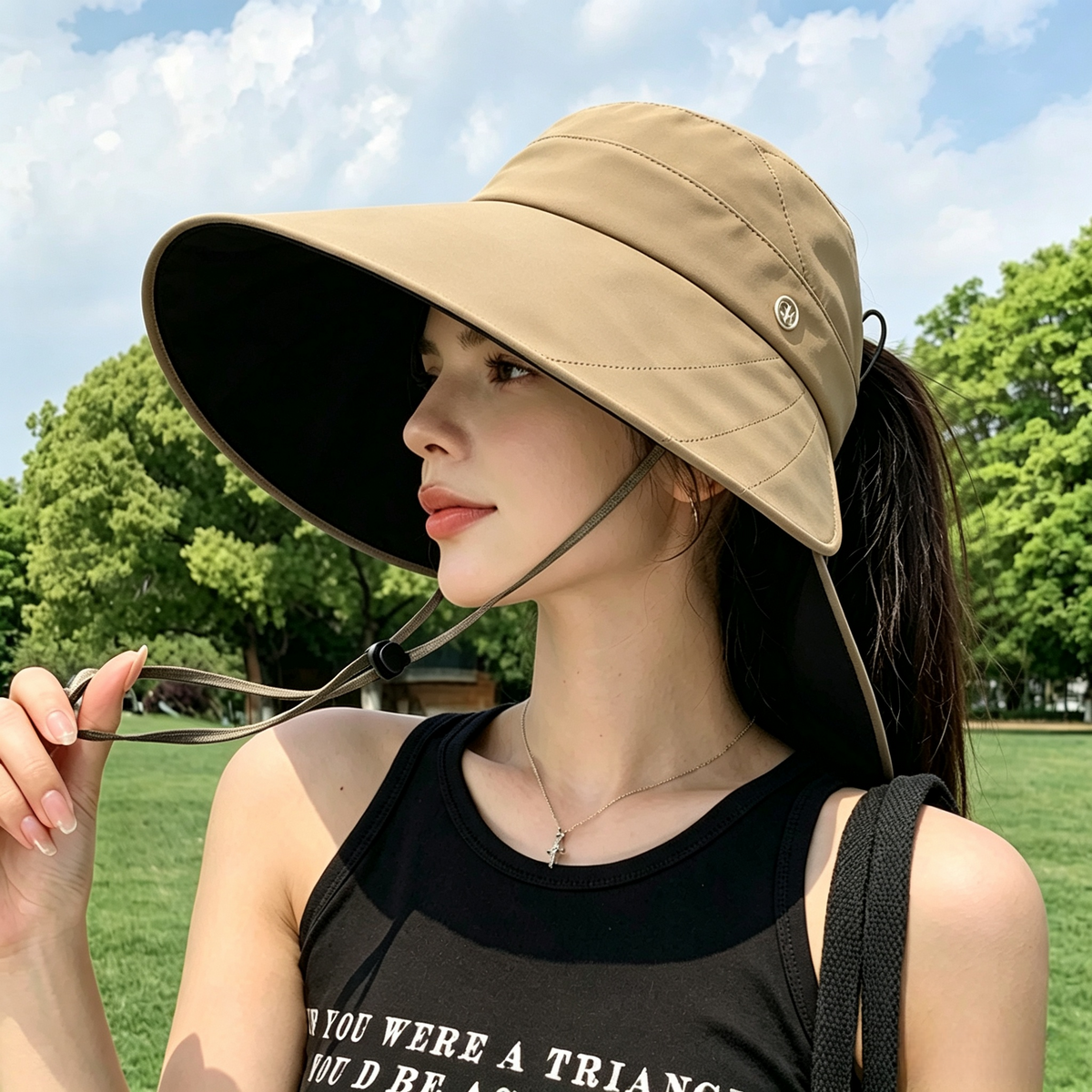 Cherie Code Bucket Sun Hat 2 in 1 Detachable Crown Ponytail UPF50+ Wide Brim UV Protection Hat  1 Pack