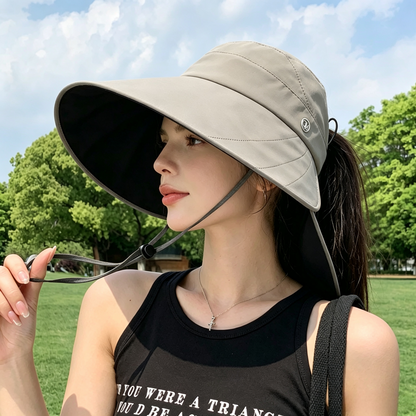 Cherie Code Bucket Sun Hat 2 in 1 Detachable Crown Ponytail UPF50+ Wide Brim UV Protection Hat  1 Pack