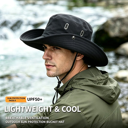 Cherie Code Wide Brim Bucket Sun Hat UPF50+ Water Repellent Breathable Vent Mountaineering Fishing Hiking Boonie Hat 1 Pack
