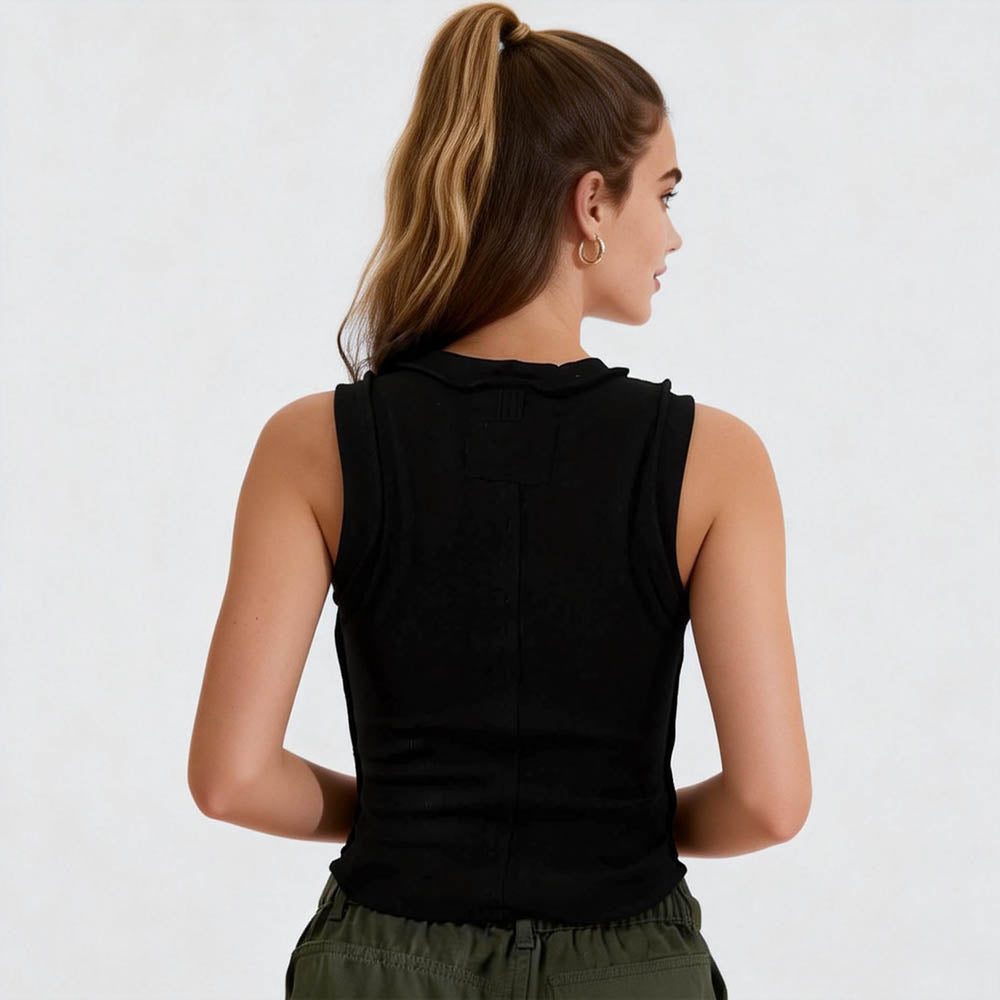 Women's Slim Fit Ribbed Tank Top – Sleeveless Stretch Cotton Crew Neck by Cherie Code