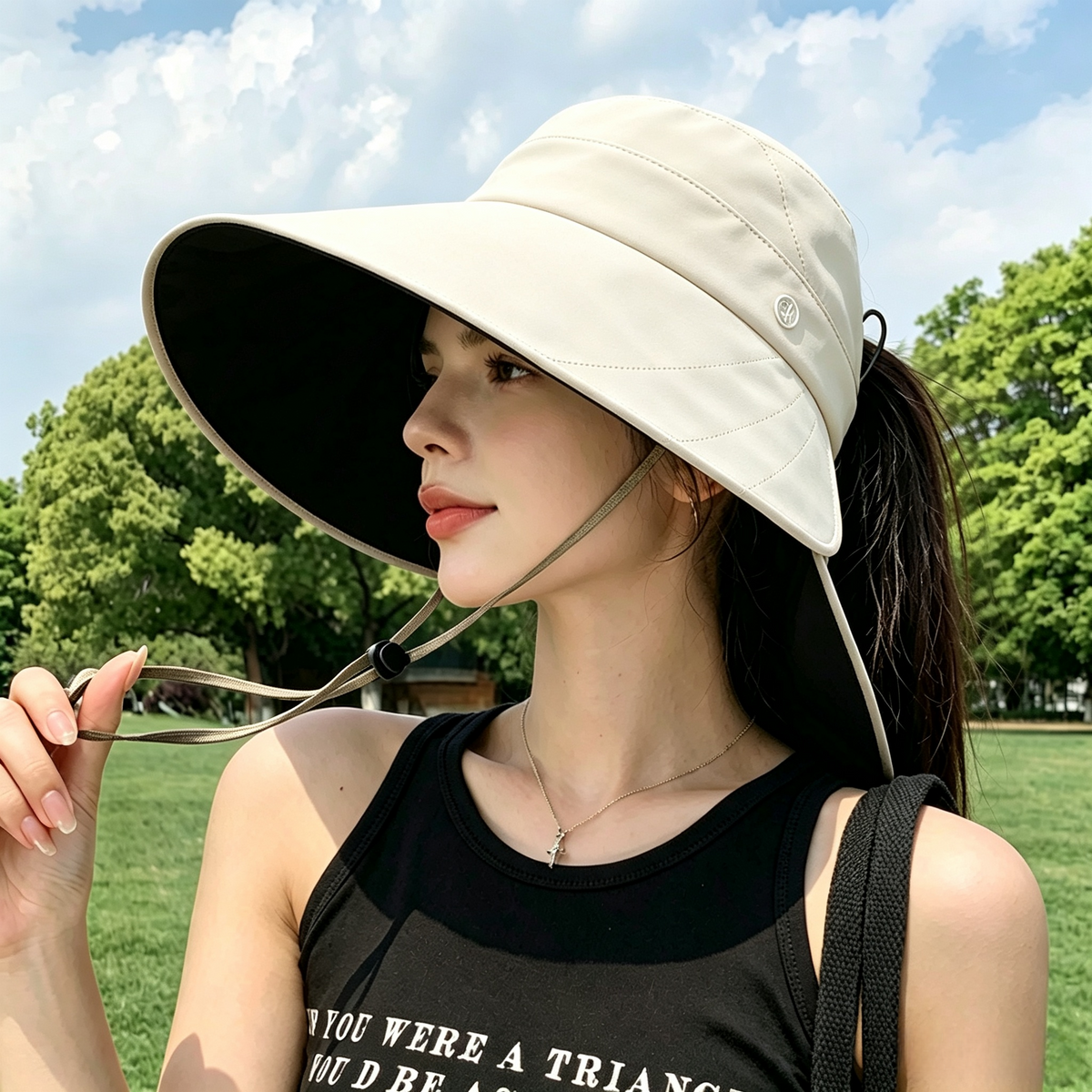 Cherie Code Bucket Sun Hat 2 in 1 Detachable Crown Ponytail UPF50+ Wide Brim UV Protection Hat  1 Pack