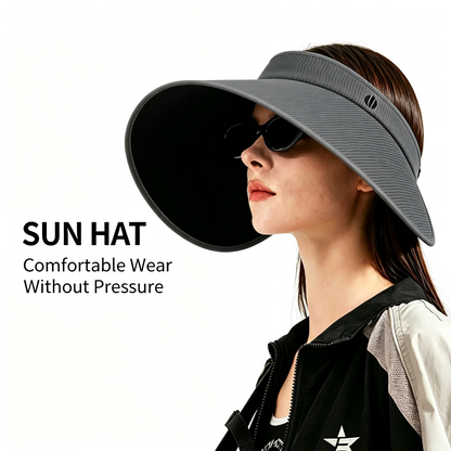 Cherie Code Single Foldable Open Top Sun Visor UPF50+ UV Protection Wide U-Shaped Brim Breathable Packable Golf Beach Sport Sun Hat Off White 1 Pack