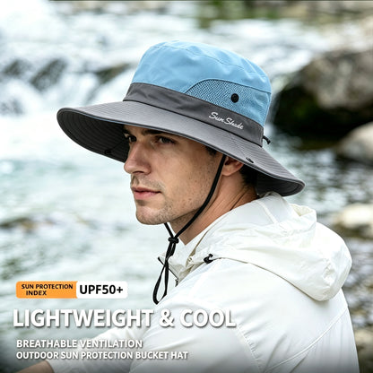 Cherie Code Outdoor Bucket Hat Breathable Mesh UPF50+ Water Repellent Wide Brim Fishing Hiking Sun Hat 1 Pack