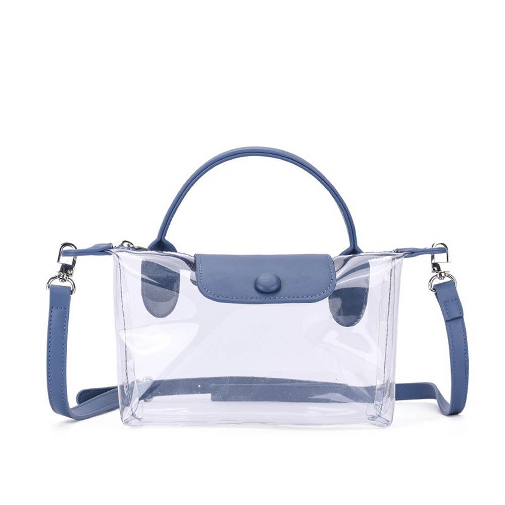 Clear PVC Crossbody Handbag with Top Handle and Adjustable Strap