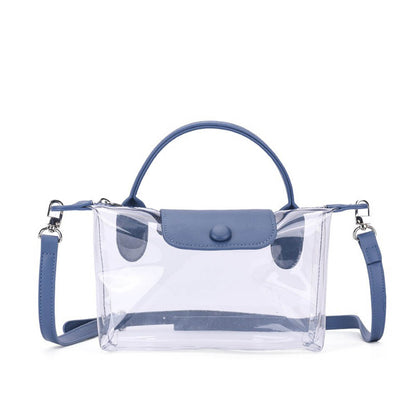 Clear PVC Crossbody Handbag with Top Handle and Adjustable Strap