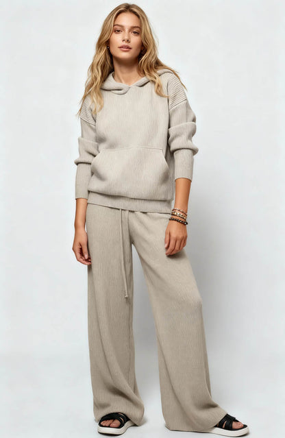 Cherie Code Women’s Solid Hooded Knit Sweatshirt & Jogger Set