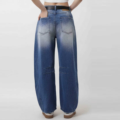 Women's Barrel Leg Baggy Jeans – High Rise Vintage Wash Slouchy Fit Denim by Cherie Code