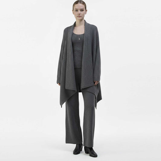 Cherie Code Women’s Knit 3‑Piece Lounge Set – Long Duster Cardigan, Knit Tank & Wide‑Leg Pants