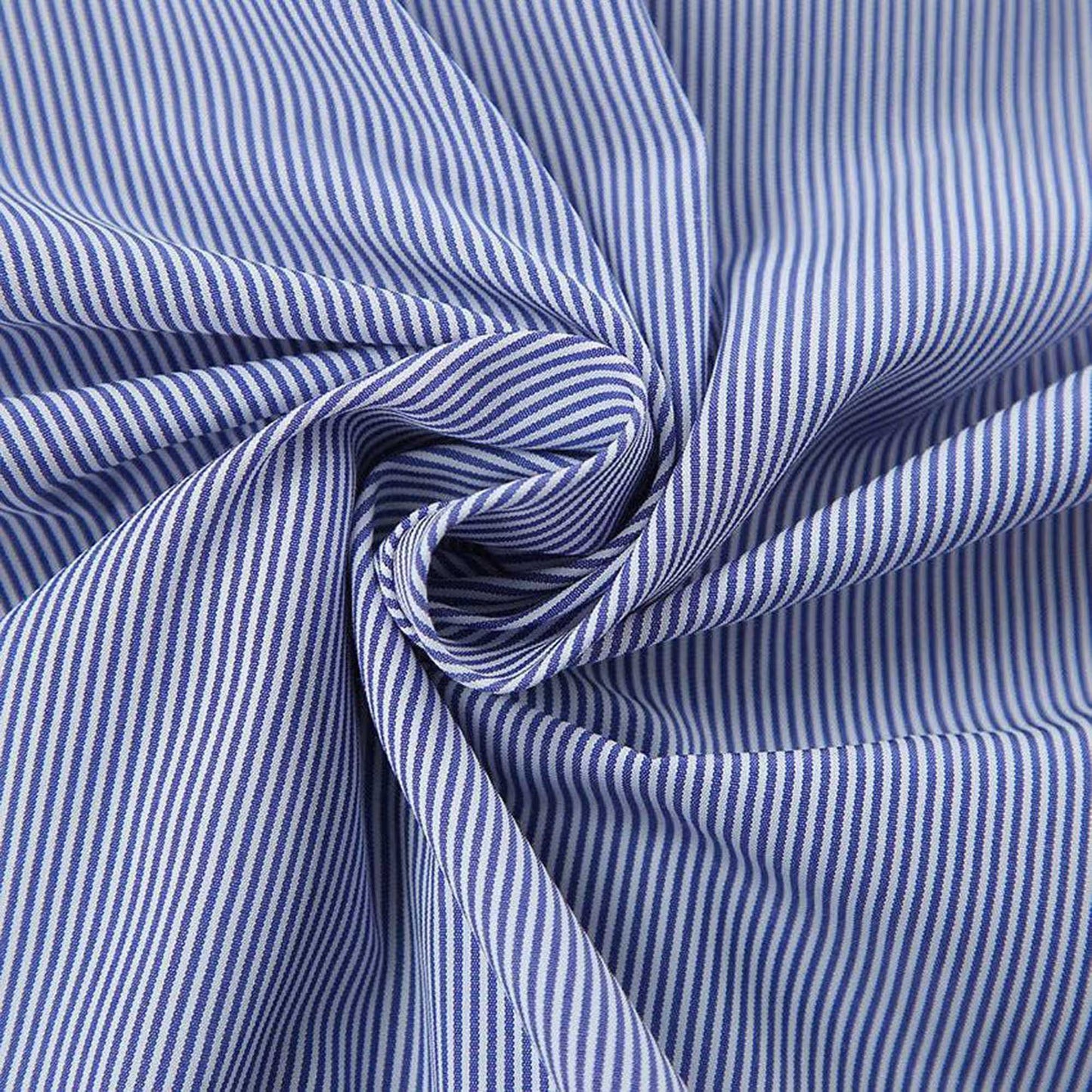 Women Blue Stripe Button-Down Shirt with Turn-Down Collar & Cuffed Sleeves – Polyester-Cotton Blend Cherie Code